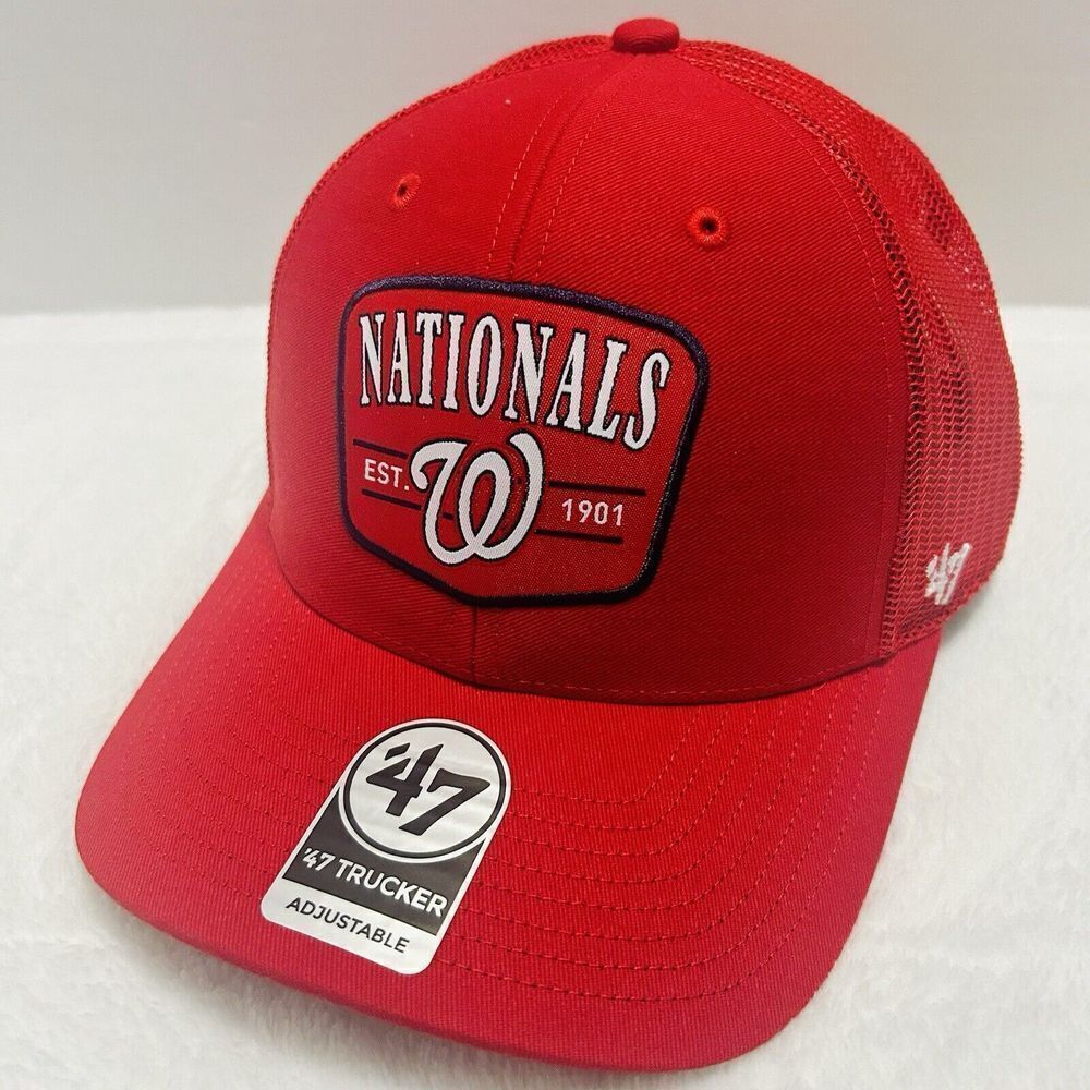 '47 Brand Washington Nationals Squad Trucker Adjustable Snapback Hat Cap Red
